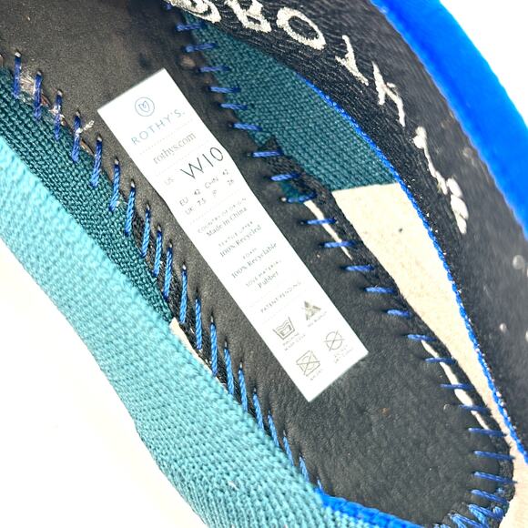 Rothys Loafers 10 Bottle Blue Neon Stripe Flats Womens - Picture 4 of 9